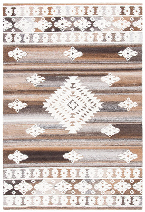 Safavieh Aspen Hand-Tufted Round Wool-Cotton Rug Ivory & Light Brown With Bohemian Geometric Medallion 5'-0" x 5'-0" APN550A-5R
