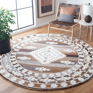 Safavieh Aspen Hand-Tufted Ivory & Light Brown Bohemian Geometric Square Rug — Wool-Cotton Blend, Durable Elegance 3'-0" x 3'-0" APN550A-3SQ