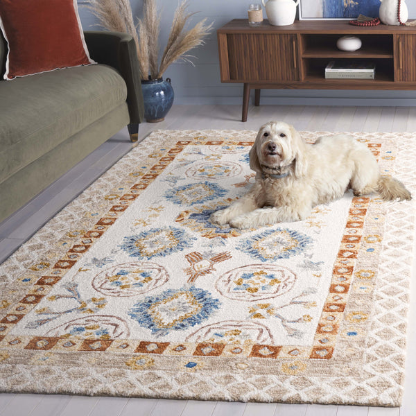 Safavieh Aspen Hand-tufted Runner Rug - Luxurious Wool Blend In Elegant Ivory And Beige With Floral Patterns Ivory ,Beige 80% Wool & 20% Cotton Apn551b-5