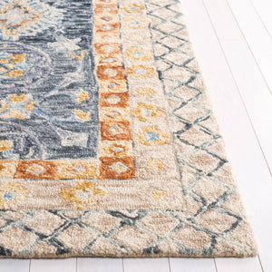 Safavieh Aspen Hand-tufted Runner Rug - Luxurious Wool Blend In Elegant Ivory And Beige With Floral Patterns Blue ,Beige 80% Wool & 20% Cotton Apn551m-5