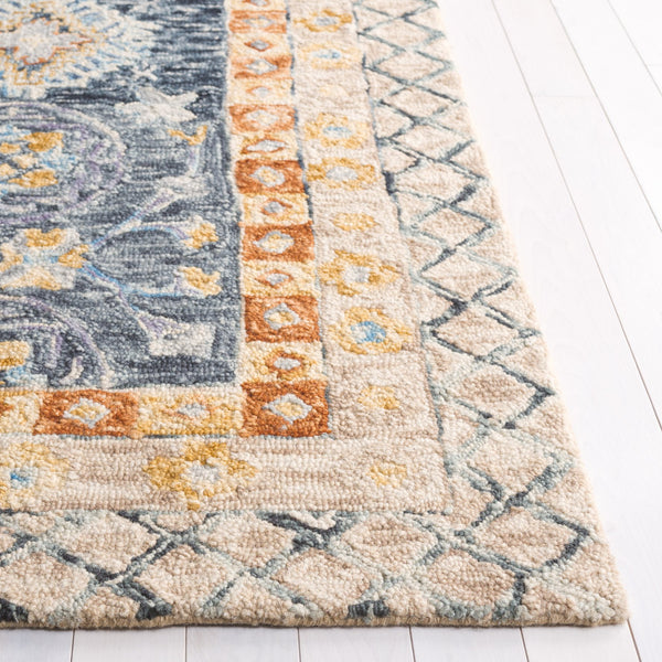 Safavieh Aspen Hand-tufted Runner Rug - Luxurious Wool Blend In Elegant Ivory And Beige With Floral Patterns Blue ,Beige 80% Wool & 20% Cotton Apn551m-5