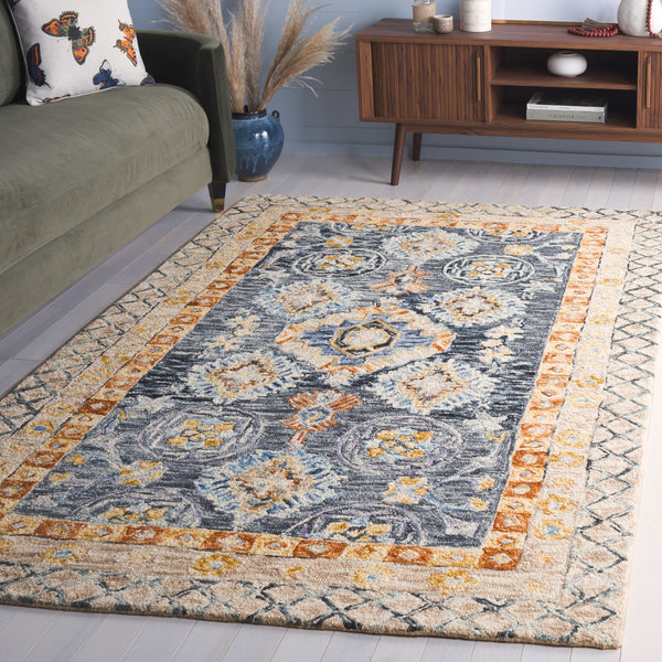 Safavieh Aspen Hand-tufted Area Rug – Luxurious Wool Blend With Elegant Floral Design For Timeless Home Decor Blue ,Beige 80% Wool & 20% Cotton Apn551m-3