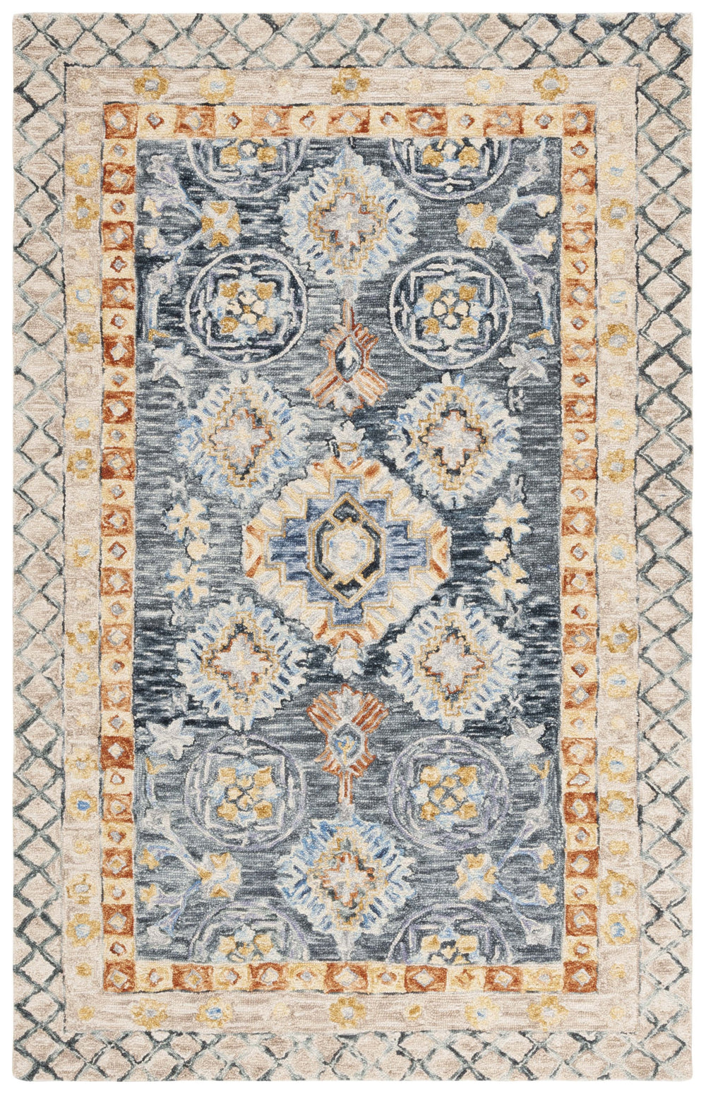 Safavieh Aspen Hand-tufted Runner Rug - Luxurious Wool Blend In Elegant Ivory And Beige With Floral Patterns Blue ,Beige 80% Wool & 20% Cotton Apn551m-5