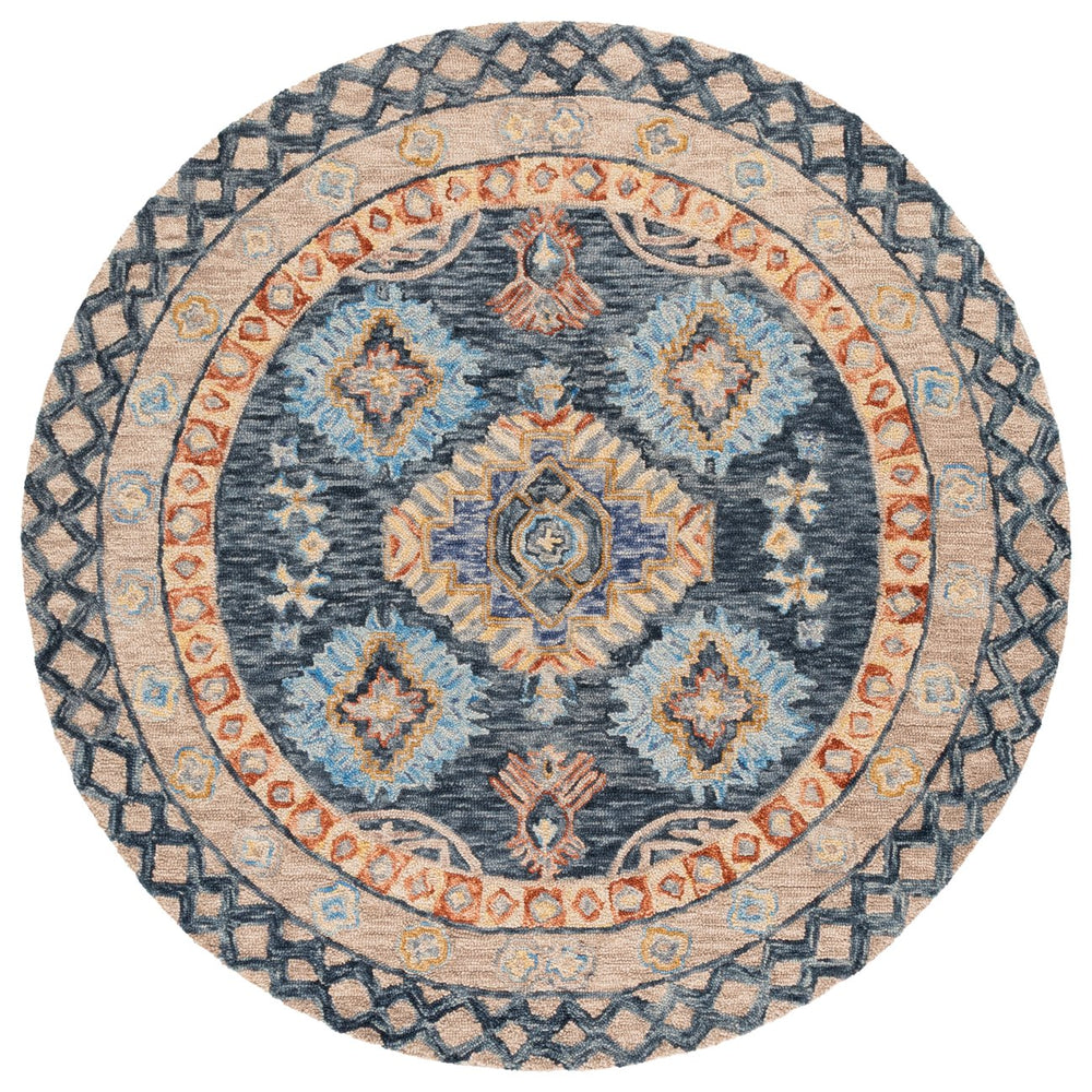 Safavieh Aspen Hand-tufted Area Rug – Luxurious Wool Blend With Elegant Floral Design For Timeless Home Decor Blue ,Beige 80% Wool & 20% Cotton Apn551m-3