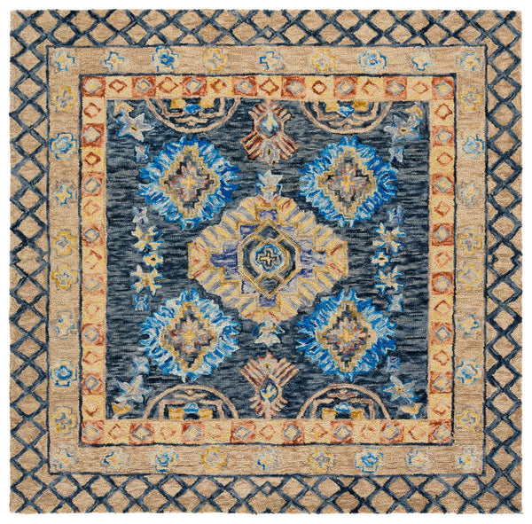 Safavieh Aspen Hand-tufted Area Rug – Luxurious Wool Blend With Elegant Floral Design For Timeless Home Decor Blue ,Beige 80% Wool & 20% Cotton Apn551m-3