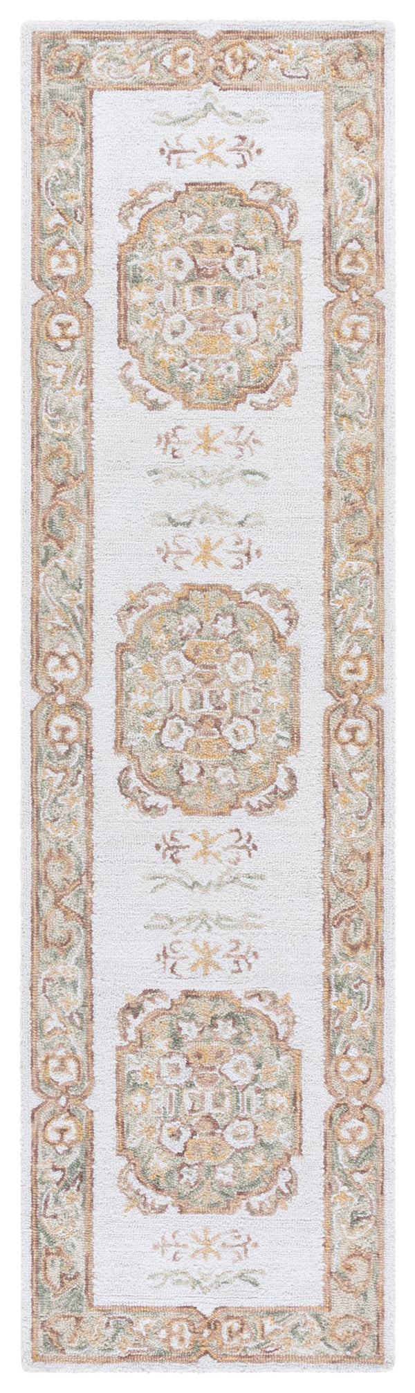 Safavieh Aspen Elegant Hand-tufted Runner Rug In Luxurious Wool-cotton Blend For A Modern Touch Of Sophistication Ivory ,Light Grey 80% Wool & 20% Cotton Apn552f-29