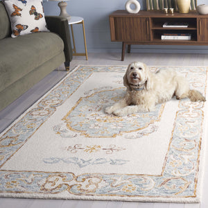 Safavieh Aspen Hand-tufted Floral Area Rug - Luxurious Wool And Cotton Blend For Timeless Elegance And Comfort Ivory ,Light Grey 80% Wool & 20% Cotton Apn552f-4