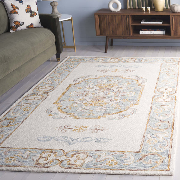 Safavieh Aspen Elegant Hand-tufted Runner Rug In Luxurious Wool-cotton Blend For A Modern Touch Of Sophistication Ivory ,Light Grey 80% Wool & 20% Cotton Apn552f-5