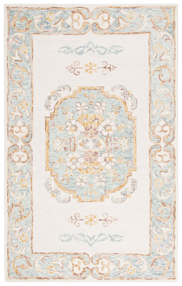 Safavieh Aspen Elegant Hand-tufted Runner Rug In Luxurious Wool-cotton Blend For A Modern Touch Of Sophistication Ivory ,Light Grey 80% Wool & 20% Cotton Apn552f-5