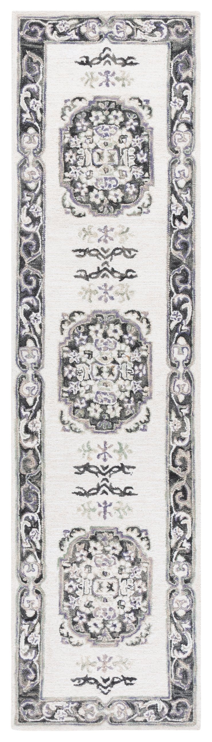 Safavieh Aspen Elegant Hand-tufted Runner Rug In Luxurious Wool-cotton Blend For A Modern Touch Of Sophistication Ivory ,Black 80% Wool & 20% Cotton Apn552z-29