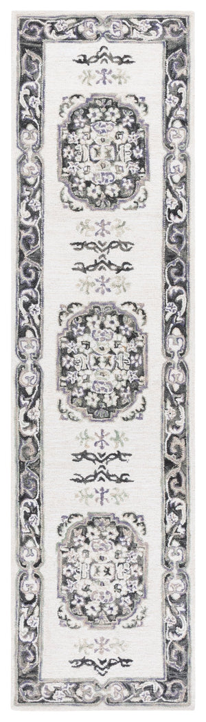 Safavieh Aspen Elegant Hand-tufted Runner Rug In Luxurious Wool-cotton Blend For A Modern Touch Of Sophistication Ivory ,Black 80% Wool & 20% Cotton Apn552z-29