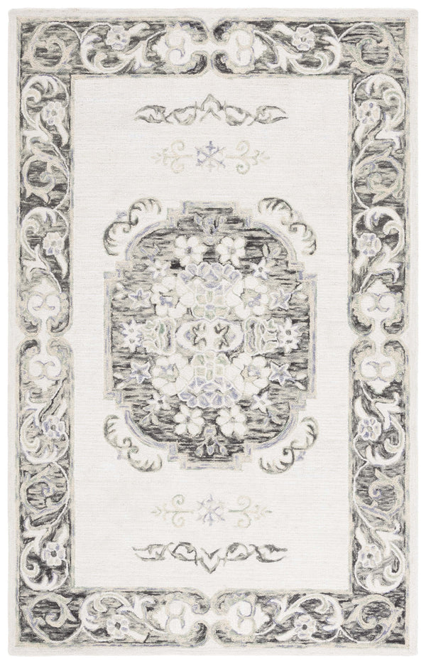 Safavieh Aspen Hand-tufted Floral Area Rug - Luxurious Wool And Cotton Blend For Timeless Elegance And Comfort Ivory ,Black 80% Wool & 20% Cotton Apn552z-4