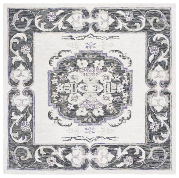 Safavieh Aspen Hand-tufted Floral Area Rug - Luxurious Wool And Cotton Blend For Timeless Elegance And Comfort Ivory ,Black 80% Wool & 20% Cotton Apn552z-4