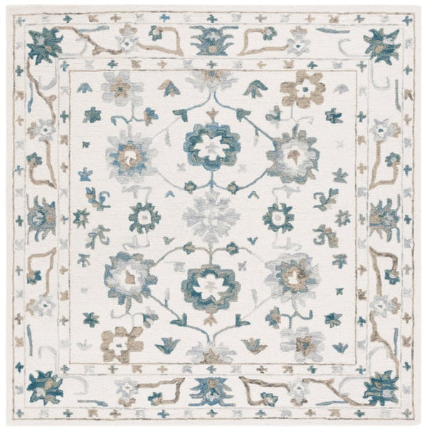 Safavieh Aspen Hand-Tufted Wool Runner Rug Artisan Floral Pattern for Hallways and Entryways 6'-0" x 6'-0" APN651A-6SQ