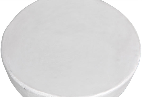 Noir Hourglass Stool - Modern White Fiber Cement Accent Table, Handcrafted Multi-Purpose Design, 24" Height AR-162WFC