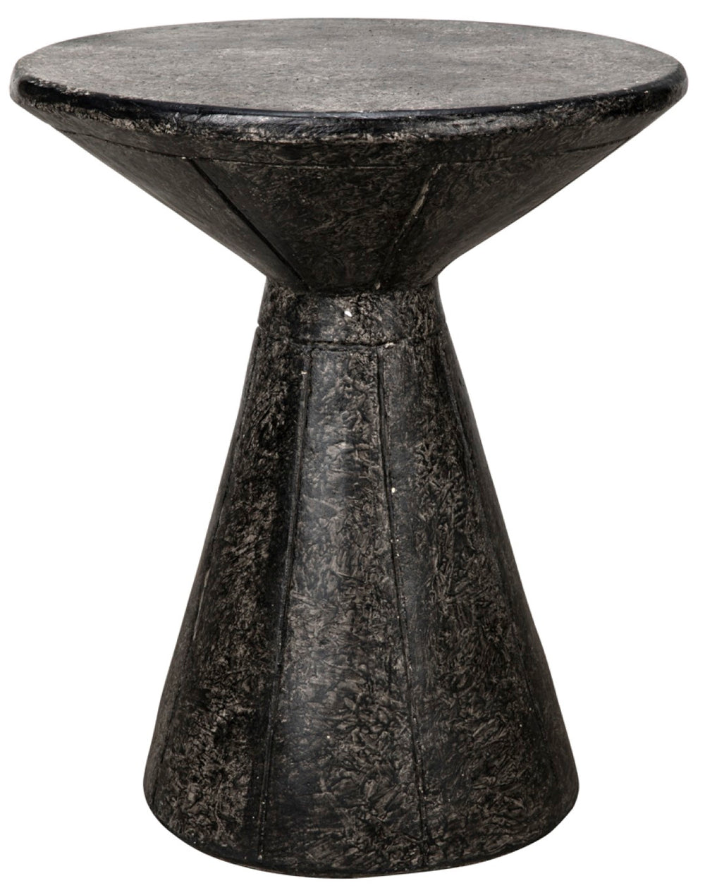 Noir Pedestal Side Table - Handcrafted Black Fiber Cement Accent for Modern Living Spaces & Decor AR-199BF