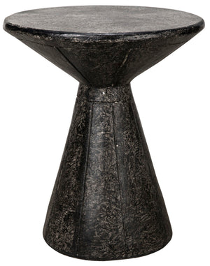 Noir Pedestal Side Table - Handcrafted Black Fiber Cement Accent for Modern Living Spaces & Decor AR-199BF