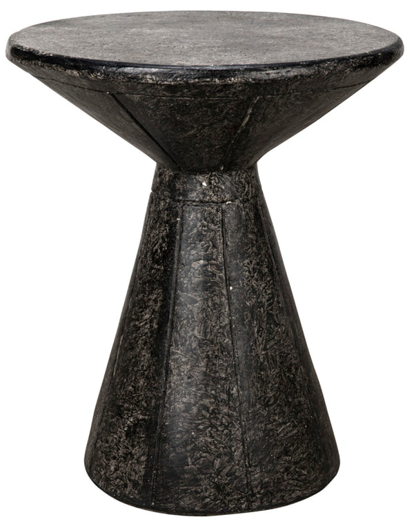 Noir Pedestal Side Table - Handcrafted Black Fiber Cement Accent for Modern Living Spaces & Decor AR-199BF
