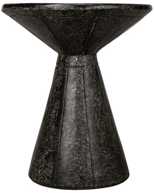 Noir Pedestal Side Table - Handcrafted Black Fiber Cement Accent for Modern Living Spaces & Decor AR-199BF