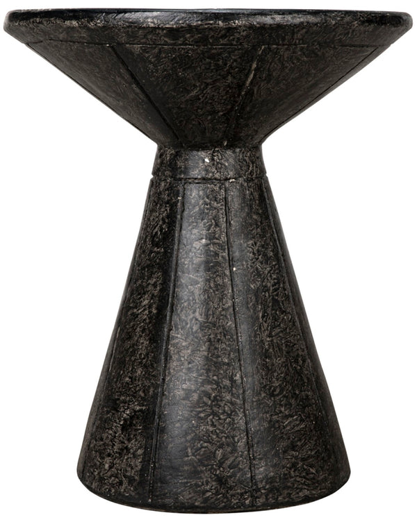Noir Pedestal Side Table - Handcrafted Black Fiber Cement Accent for Modern Living Spaces & Decor AR-199BF