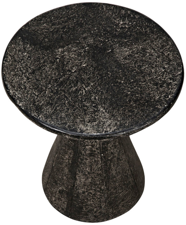 Noir Pedestal Side Table - Handcrafted Black Fiber Cement Accent for Modern Living Spaces & Decor AR-199BF