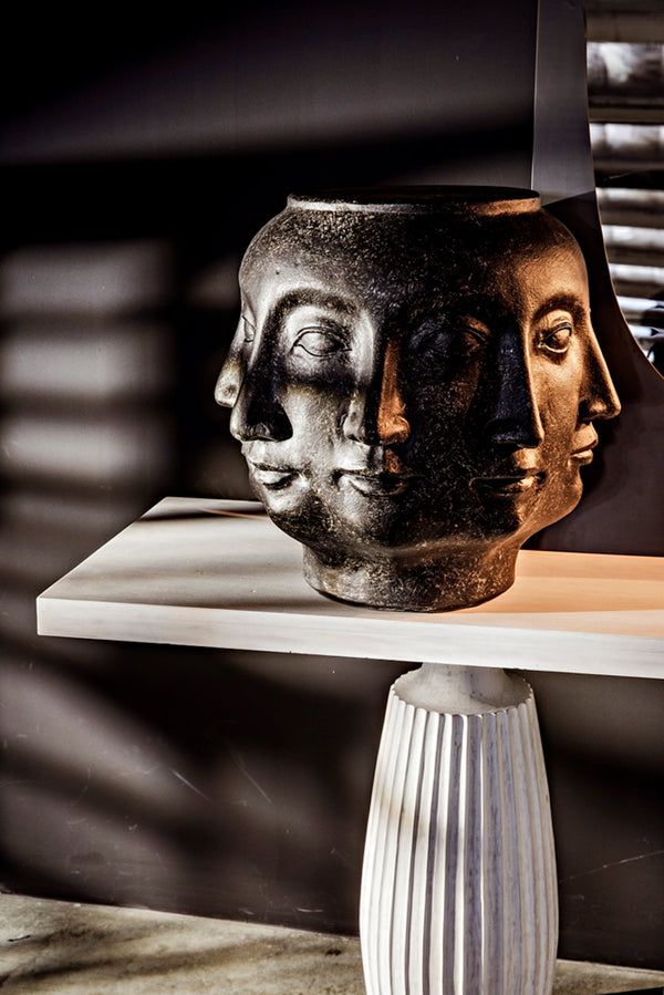 Noir Multi-Face Stool - Elegant Black Fiber Cement Seating & Side Table for Modern Home Décor AR-207BF