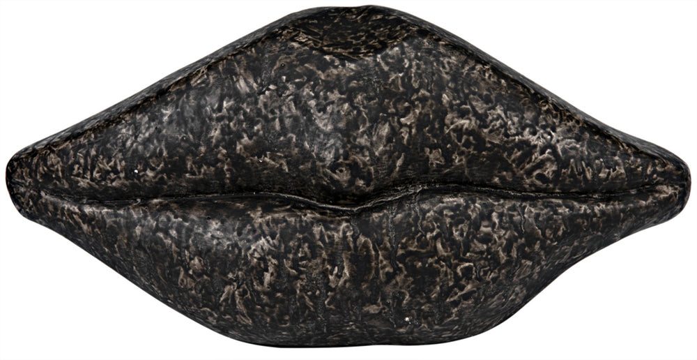 Noir Lips, Striking Black Fiber Cement Sculpture for Bold Modern Decor - Surrealist Accent Piece AR-251BF
