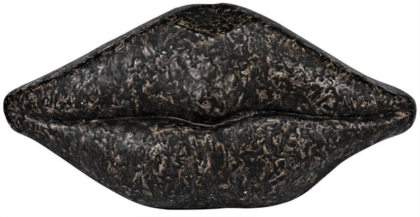 Noir Lips, Striking Black Fiber Cement Sculpture for Bold Modern Decor - Surrealist Accent Piece AR-251BF