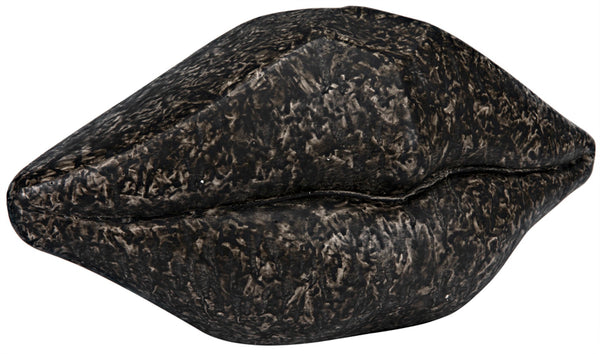 Noir Lips, Striking Black Fiber Cement Sculpture for Bold Modern Decor - Surrealist Accent Piece AR-251BF