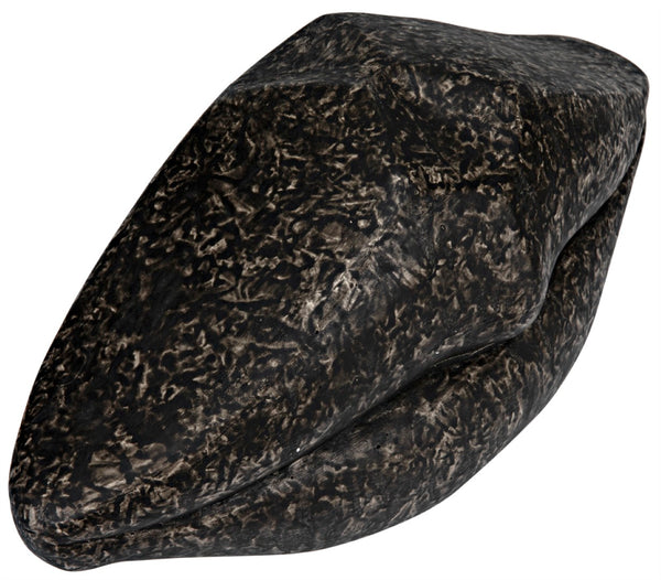 Noir Lips, Striking Black Fiber Cement Sculpture for Bold Modern Decor - Surrealist Accent Piece AR-251BF