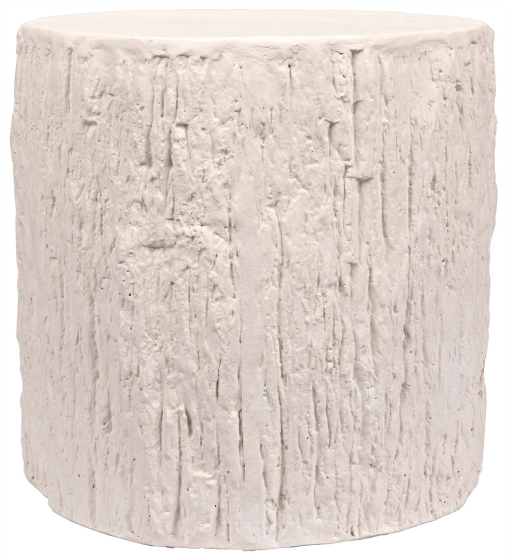 Noir Trunk Sculptural Side Table - White Fiber Cement Accent for Modern Living & Versatile Decor Use AR-288WFC