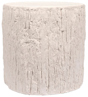 Noir Trunk Sculptural Side Table - White Fiber Cement Accent for Modern Living & Versatile Decor Use AR-288WFC