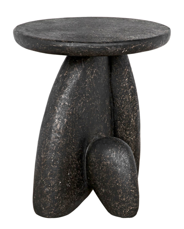 Noir Haruki Side Table - Modern Minimalist Accent Piece in Black Fiber Cement for Indoor & Outdoor Use AR-299BF