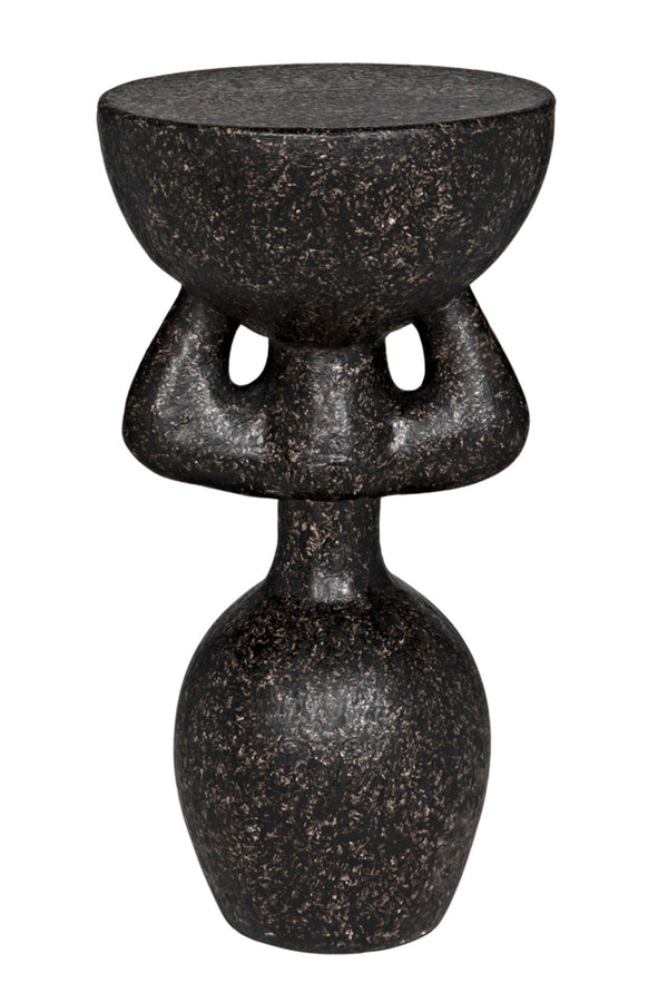 Noir African Side Table - Sleek Black Fiber Cement Accent for Modern Spaces, Indoor & Outdoor Versatility AR-300BF