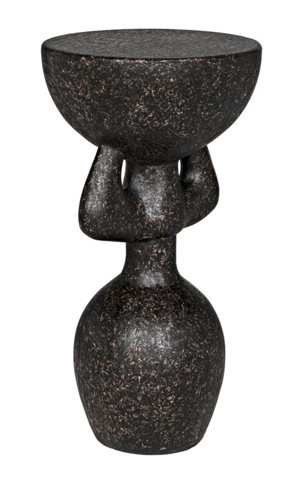 Noir African Side Table - Sleek Black Fiber Cement Accent for Modern Spaces, Indoor & Outdoor Versatility AR-300BF