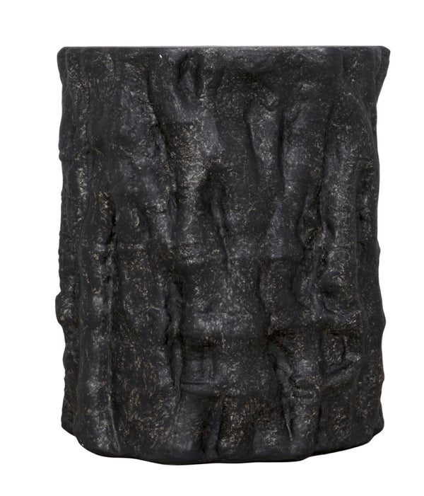 Noir Damono Versatile Stool/Side Table with Modern Industrial Design for Compact Spaces and Everyday Use Black Fiber Cement AR-304BF