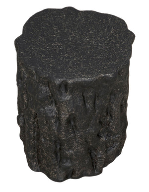 Noir Damono Versatile Stool/Side Table with Modern Industrial Design for Compact Spaces and Everyday Use Black Fiber Cement AR-304BF