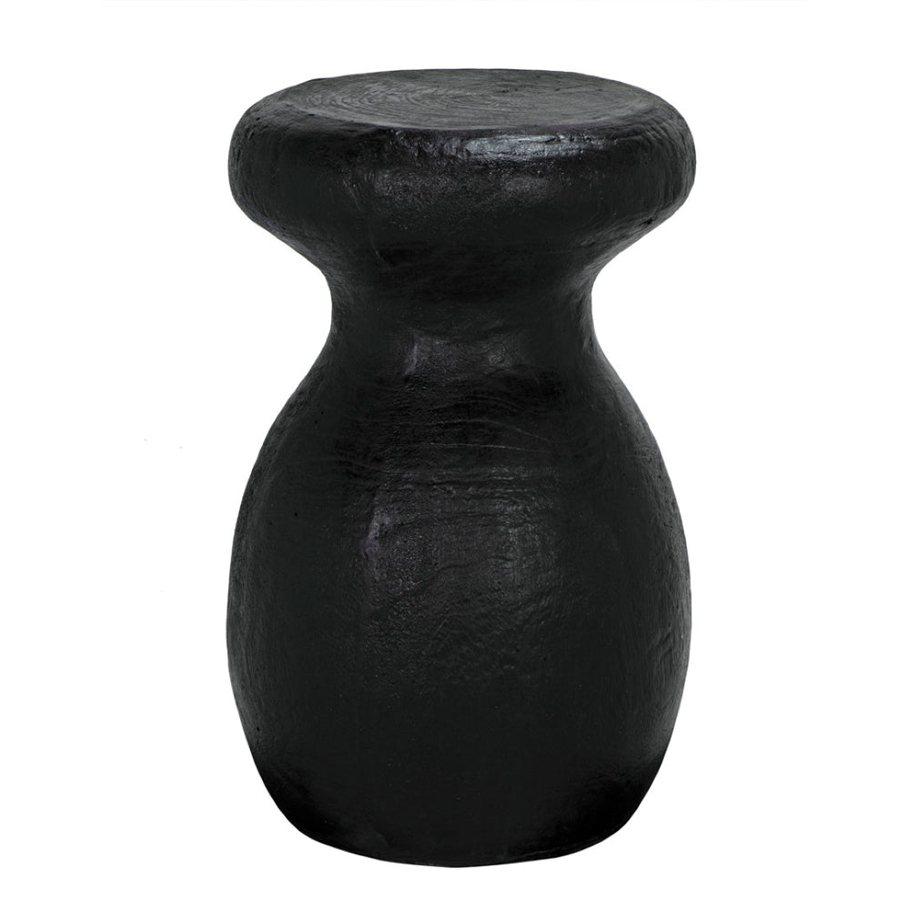 Noir Samson Versatile Stool & Side Table - Black Burnt Fiber Cement Accent for Home or Outdoor Spaces AR-306BBF