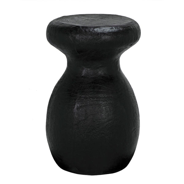 Noir Samson Versatile Stool & Side Table - Black Burnt Fiber Cement Accent for Home or Outdoor Spaces AR-306BBF