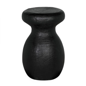 Noir Samson Versatile Stool & Side Table - Black Burnt Fiber Cement Accent for Home or Outdoor Spaces AR-306BBF