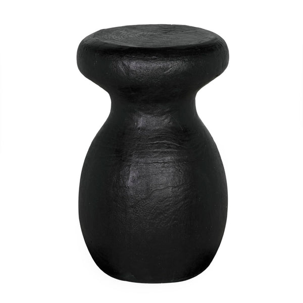 Noir Samson Versatile Stool & Side Table - Black Burnt Fiber Cement Accent for Home or Outdoor Spaces AR-306BBF