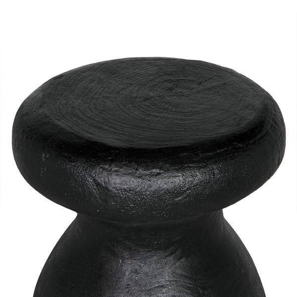 Noir Samson Versatile Stool & Side Table - Black Burnt Fiber Cement Accent for Home or Outdoor Spaces AR-306BBF