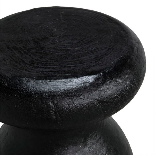 Noir Samson Versatile Stool & Side Table - Black Burnt Fiber Cement Accent for Home or Outdoor Spaces AR-306BBF