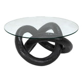 Phobos Coffee Table with Glass Black Resin AR-311BBF Black Noir