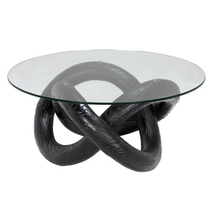 Phobos Coffee Table with Glass Black Resin AR-311BBF Black Noir