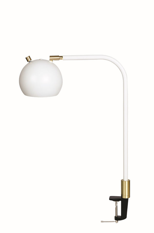 House Of Troy Aria Clip-on Table Lamp: Stylish Round Globe Design For Versatile Task Lighting Solutions White,Satin Brass  Ar401-wt/Sb