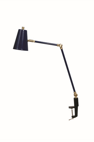 House Of Troy Aria Clip-on Table Lamp: Adjustable Task Light With Elegant Design For Home Or Office Use Navy Blue,Satin Brass  Ar403-nb/Sb