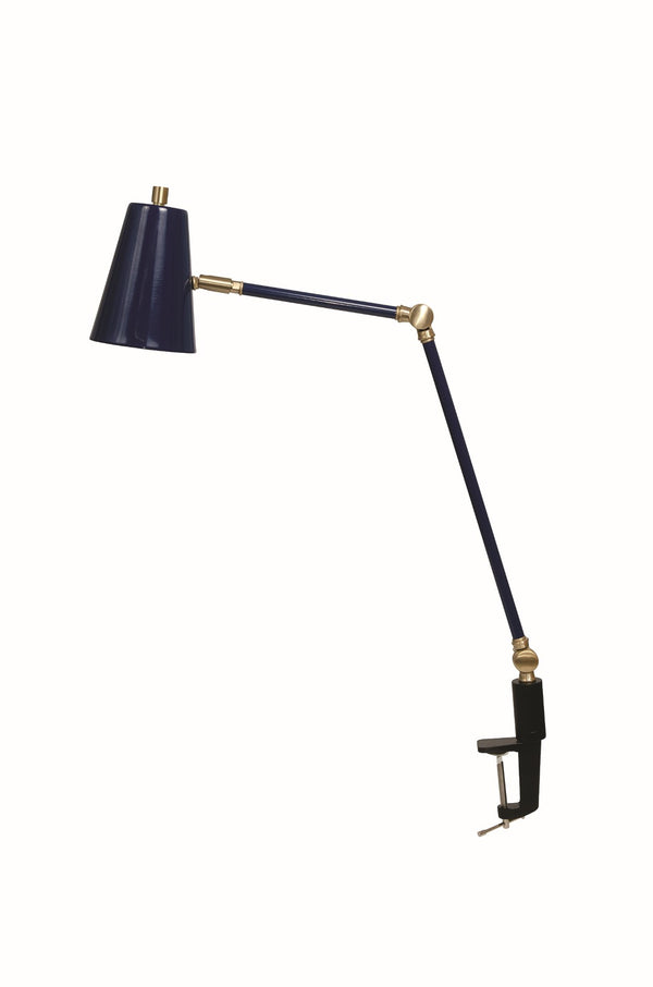 House Of Troy Aria Clip-on Table Lamp: Adjustable Task Light With Elegant Design For Home Or Office Use Navy Blue,Satin Brass  Ar403-nb/Sb