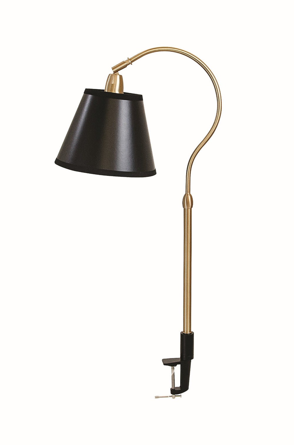 House Of Troy Aria Clip-on Table Lamp In Weathered Brass With Black Shade - Perfect For Any Task Or Desk! Weathered Brass  Ar404-wb/Blk