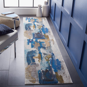 Safavieh Aria Elegant Transitional Area Rug - Durable Power-loomed Design For Timeless Home Décor Appeal Ivory ,Navy Polypropylene Pile Ara110m-3